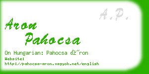 aron pahocsa business card